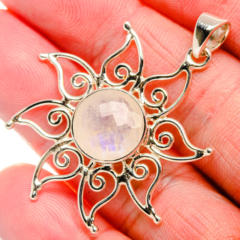 Premium Rainbow Moonstone 925 Sterling Silver Pendant 1 3/4" (925 Sterling Silver) PD37776
