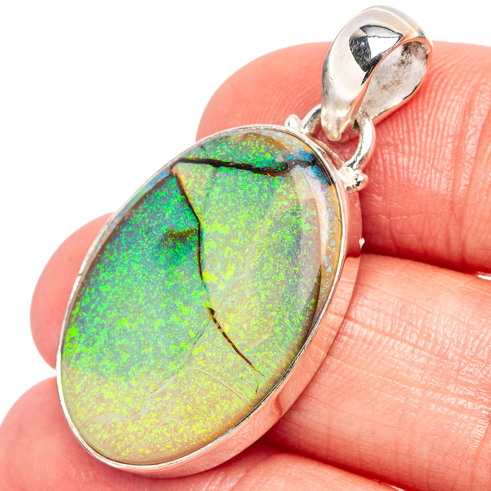Sterling Opal Pendant 1 1/2" (.925 Sterling Silver)