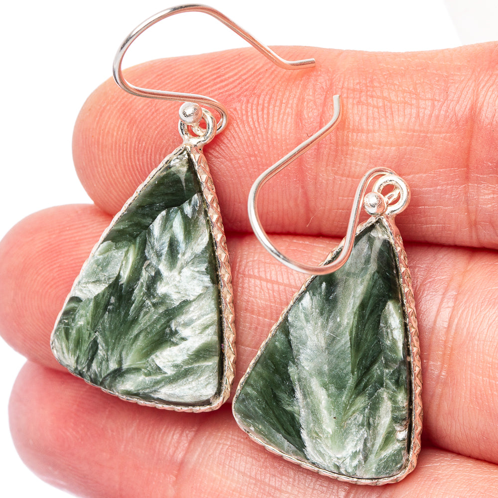 Seraphinite Earrings 1 5/8" (.925 Sterling Silver)
