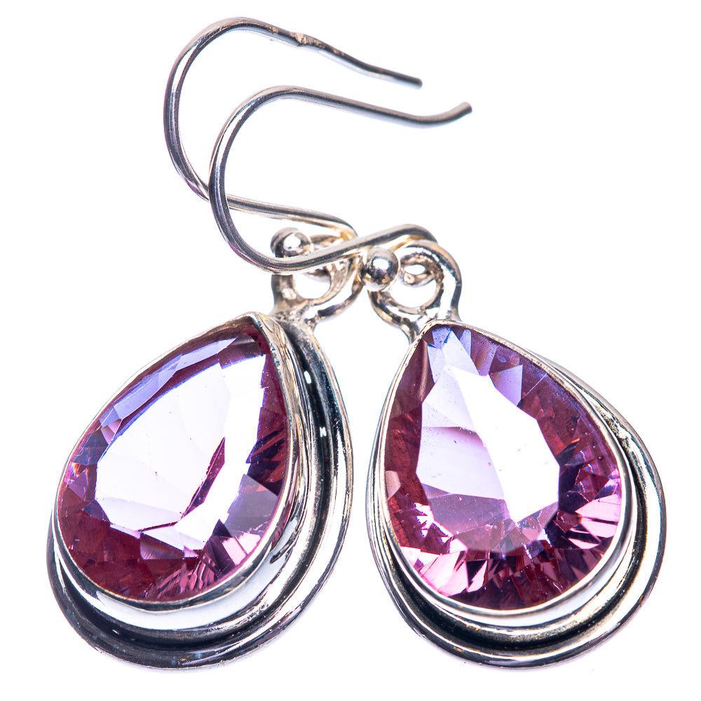 Faceted Color Change Alexandrite (Lab.) Earrings 1 3/8" (925 Sterling Silver) E432521