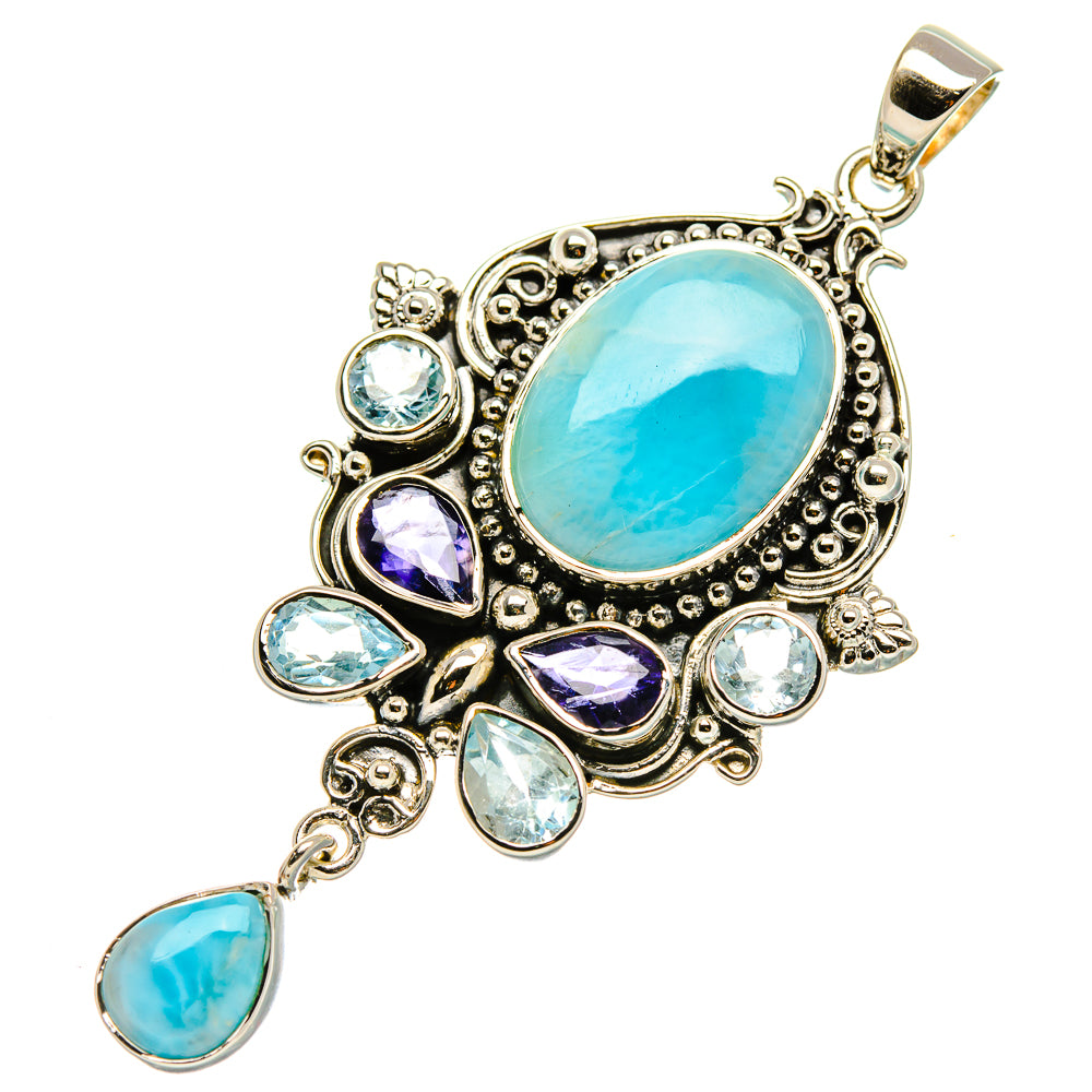 Signature Larimar, Blue Topaz Pendant 2 1/2" (925 Sterling Silver) PD37846