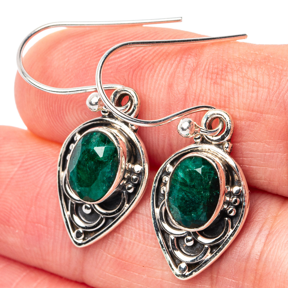 Green Sillimanite Earrings 1 1/4" (925 Sterling Silver) E3116