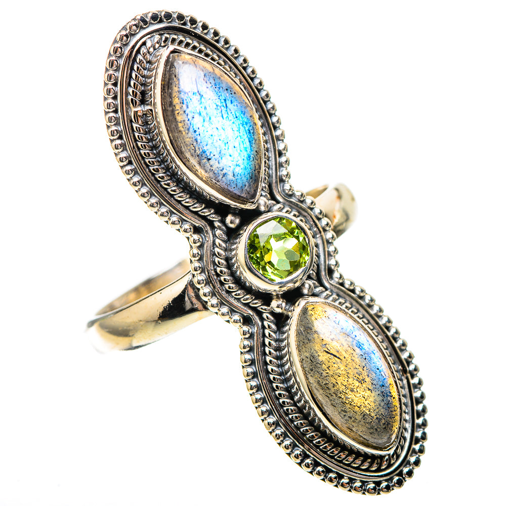 Large Labradorite, Peridot Ring Size 10 (925 Sterling Silver) RING138018