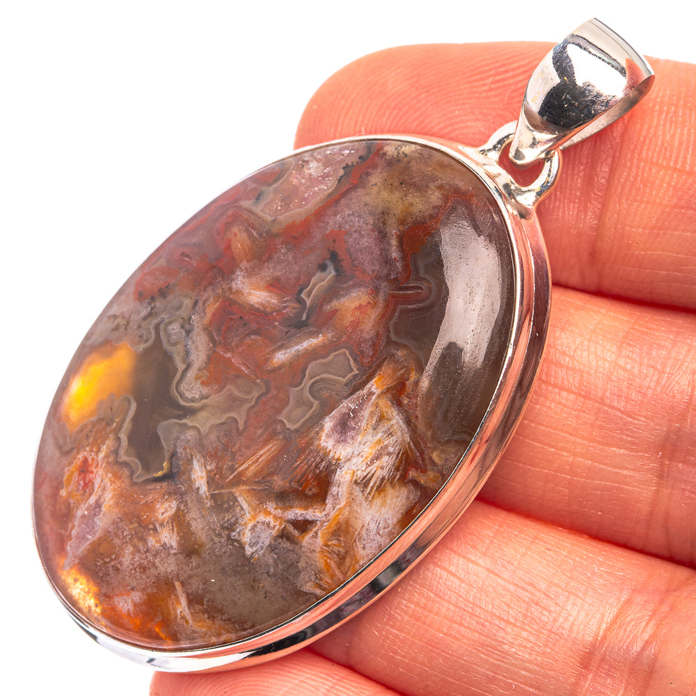 Turkish Tube Agate Pendant 2 1/8" (925 Sterling Silver) P38927