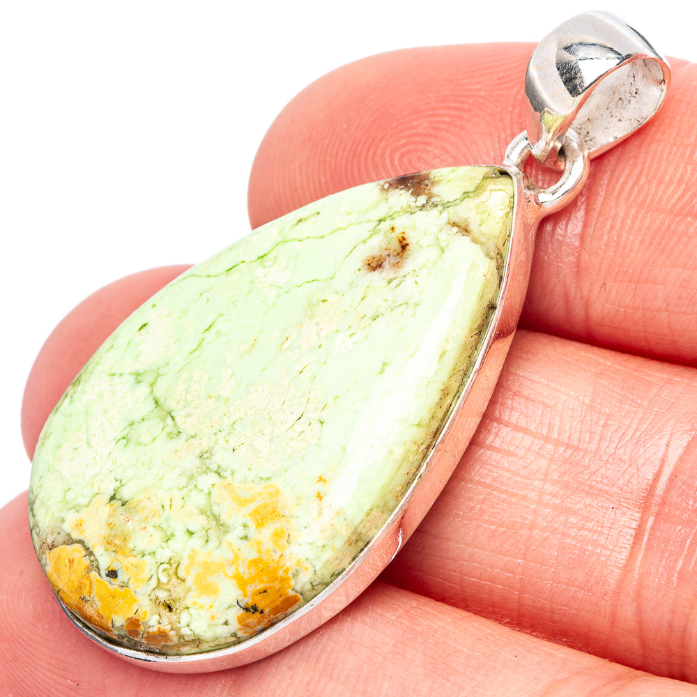 Lemon Chrysoprase Pendant 1 5/8" (925 Sterling Silver) P43127