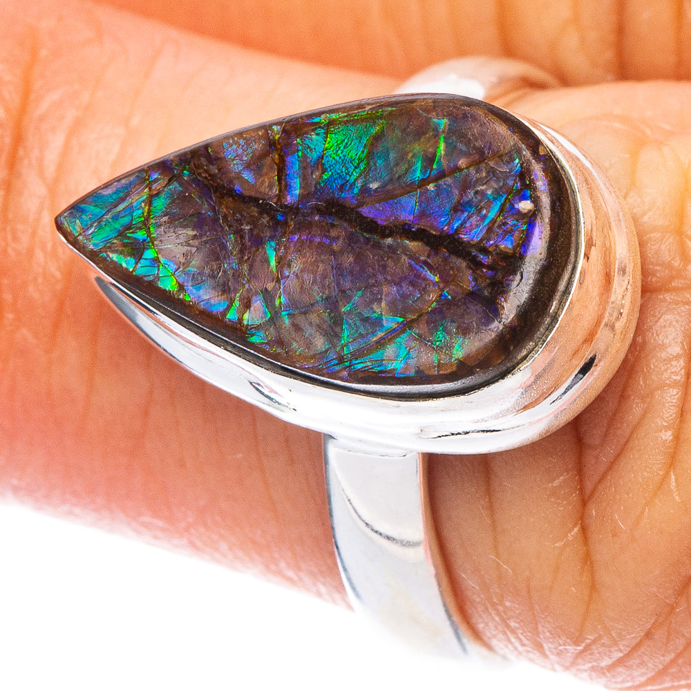 Rare Ammolite Ring Size 6 (925 Sterling Silver) R7200
