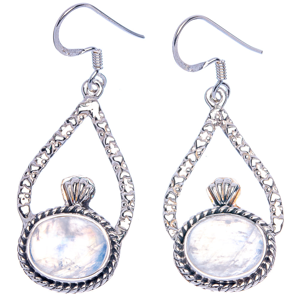 Premium Rainbow Moonstone Earrings 1 7/8" (925 Sterling Silver) E1181