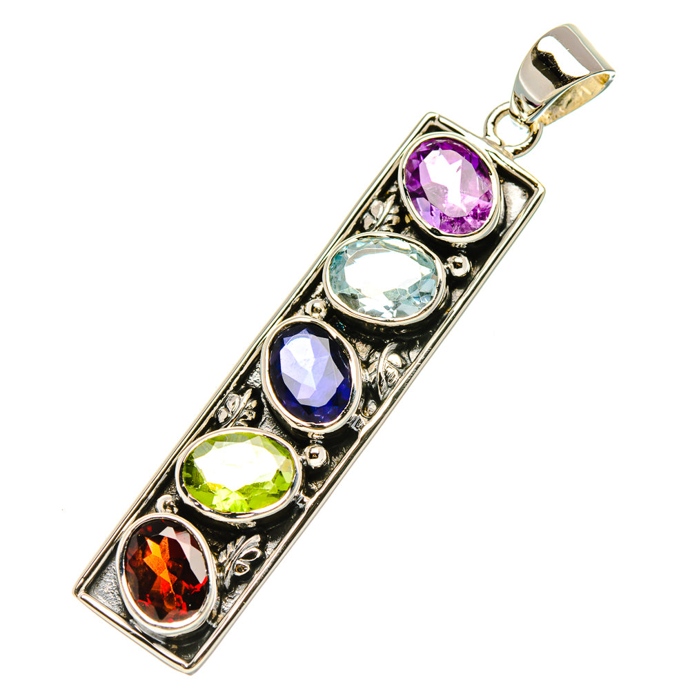 Signature Amethyst, Blue Topaz, Tanzanite, Peridot, Garnet Pendant 2 1/8" (925 Sterling Silver) PD37858