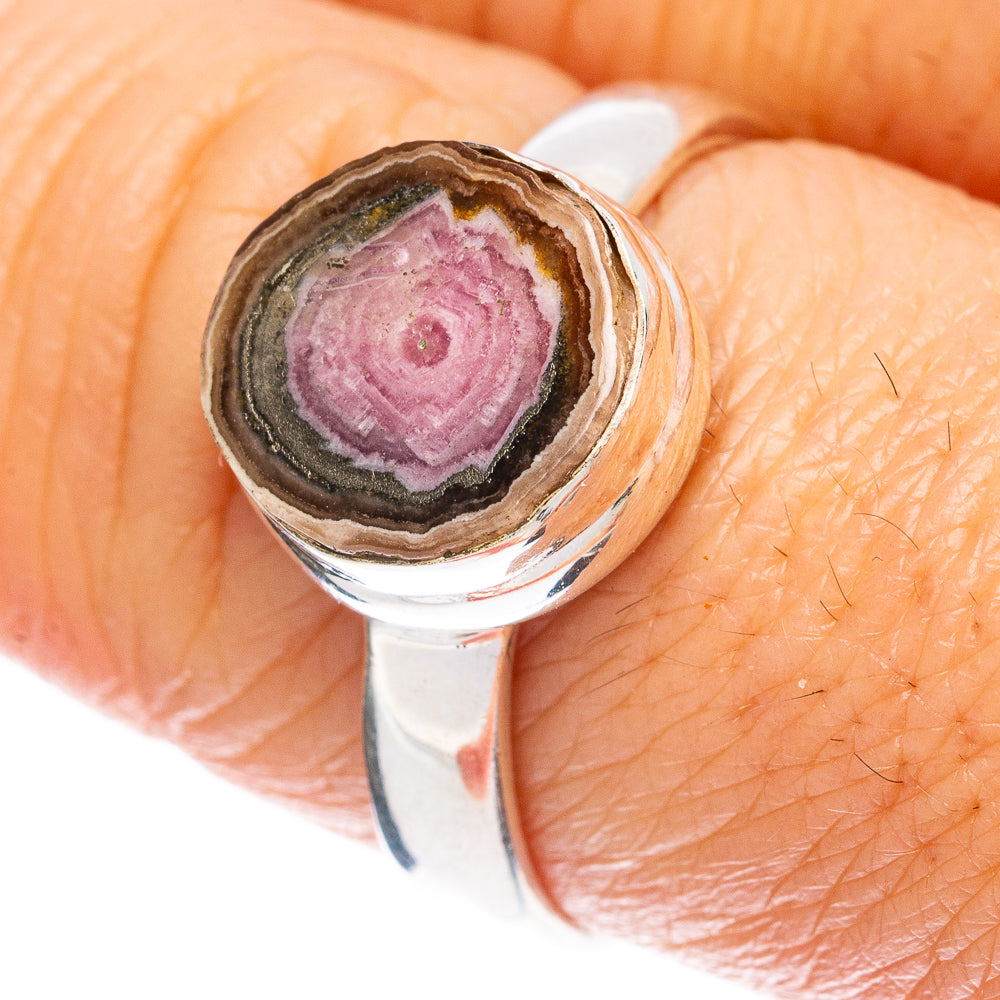 Rare Rhodochrosite Stalactite Ring Size 8.25 (925 Sterling Silver) R2981