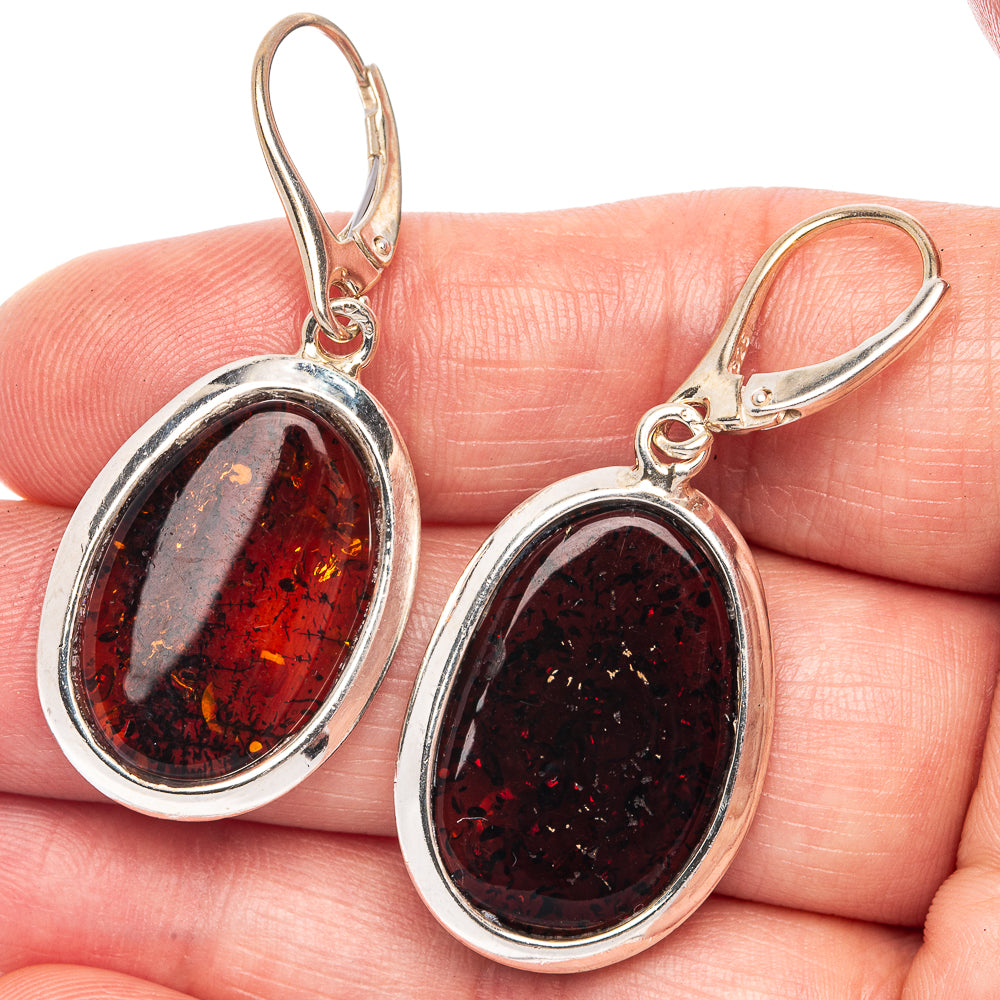 Baltic Amber Earrings 1 3/4" (925 Sterling Silver) E1095
