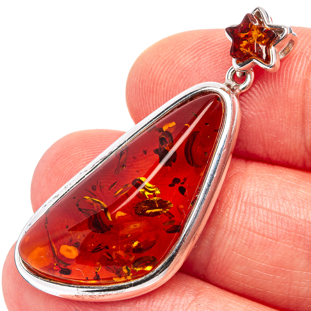 Baltic Amber Star Pendant 1 5/8" (.925 Sterling Silver)