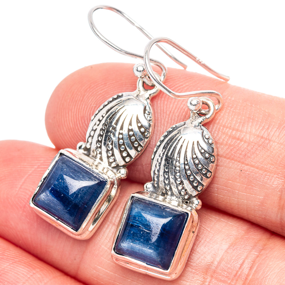 Kyanite Seashell Earrings 1 3/8" (925 Sterling Silver) E1382