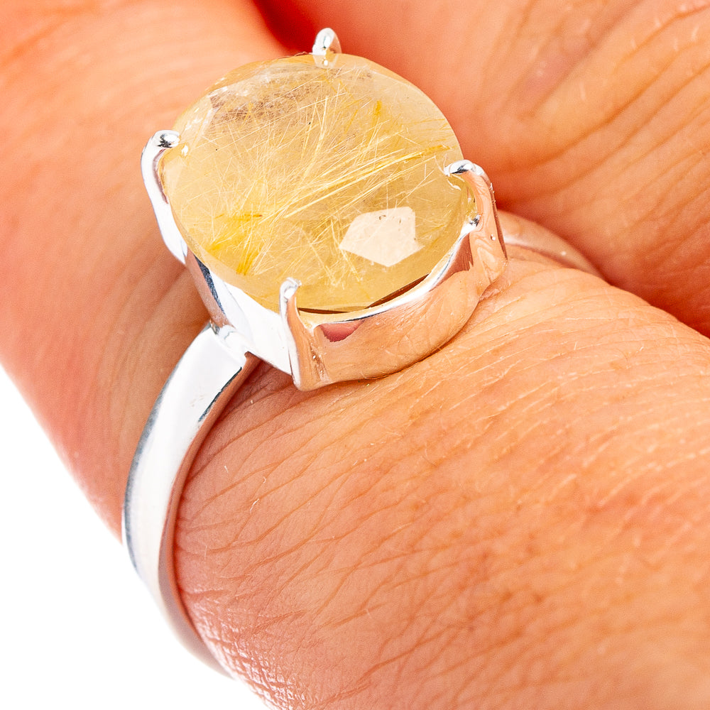Rutilated Quartz Ring Size 8 (.925 Sterling Silver)