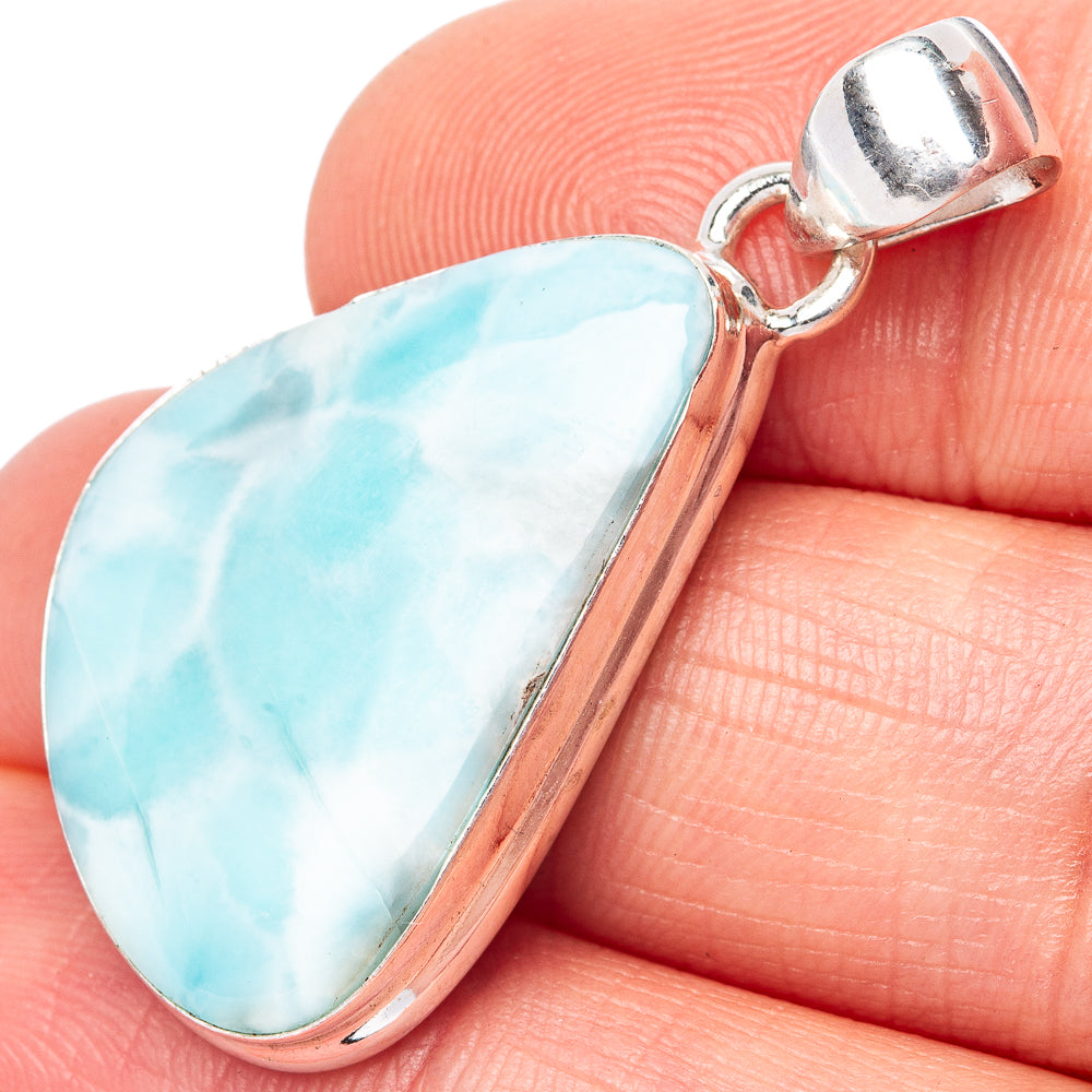 Larimar 925 Sterling Silver Pendant 1 1/2" (925 Sterling Silver) P42682