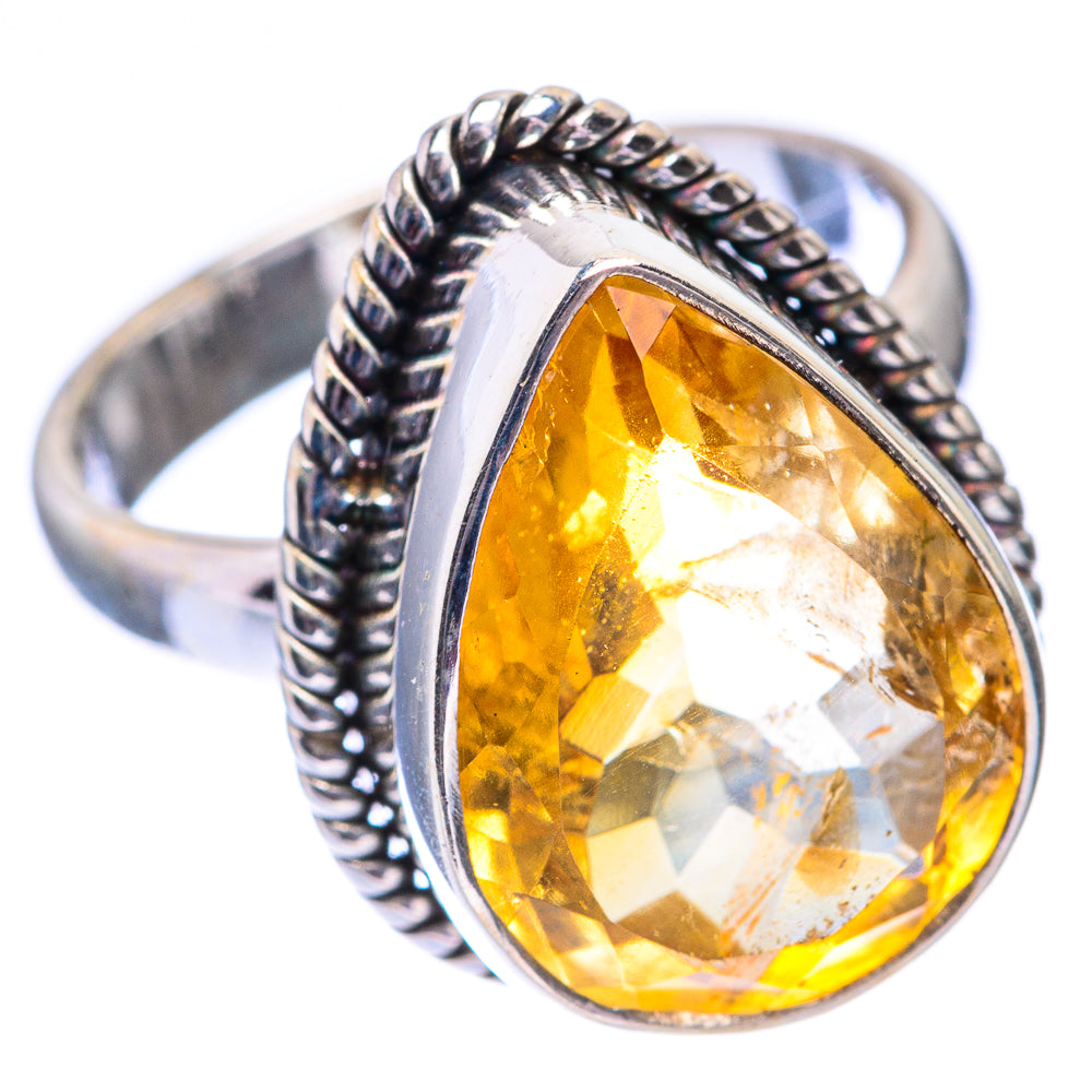 Faceted Citrine Ring Size 6.5 (925 Sterling Silver) R140517