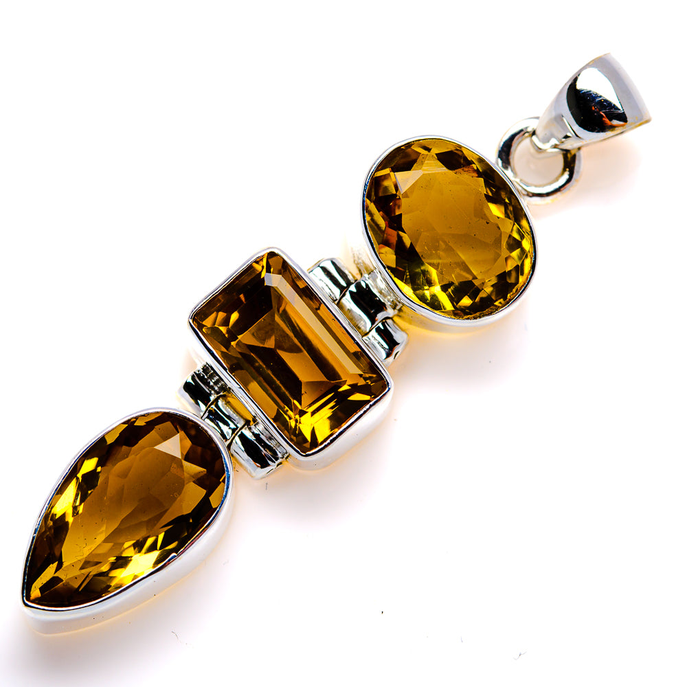 Faceted Citrine Pendant 2" (925 Sterling Silver) PD38076