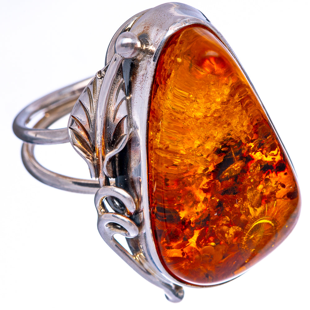 Large Baltic Amber Ring Size 7 (925 Sterling Silver) R146023