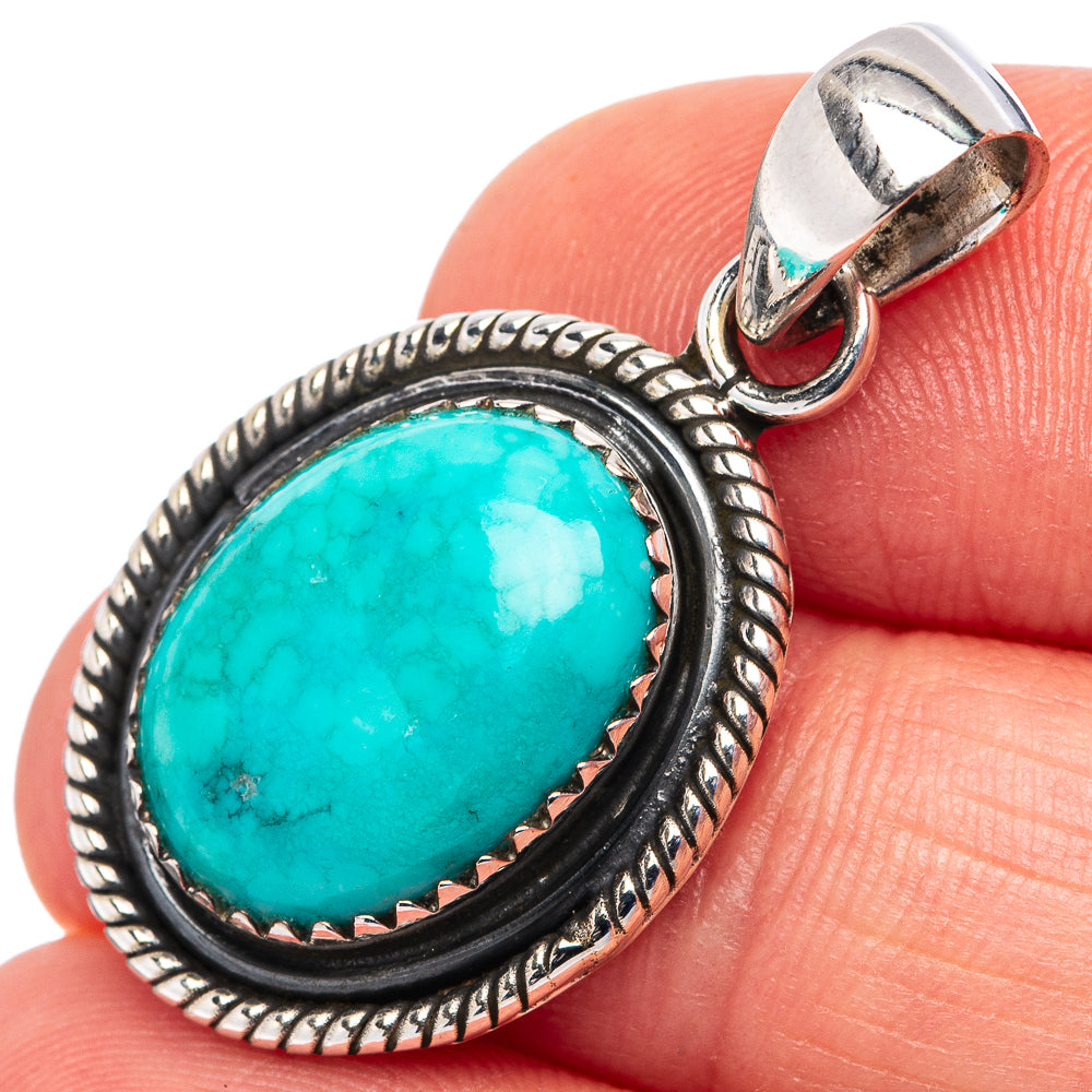Rare Kingman Turquoise Pendant 1 3/8" (.925 Sterling Silver)