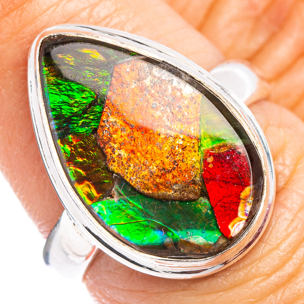 Rare Canadian Ammolite Ring Size 7 (.925 Sterling Silver)