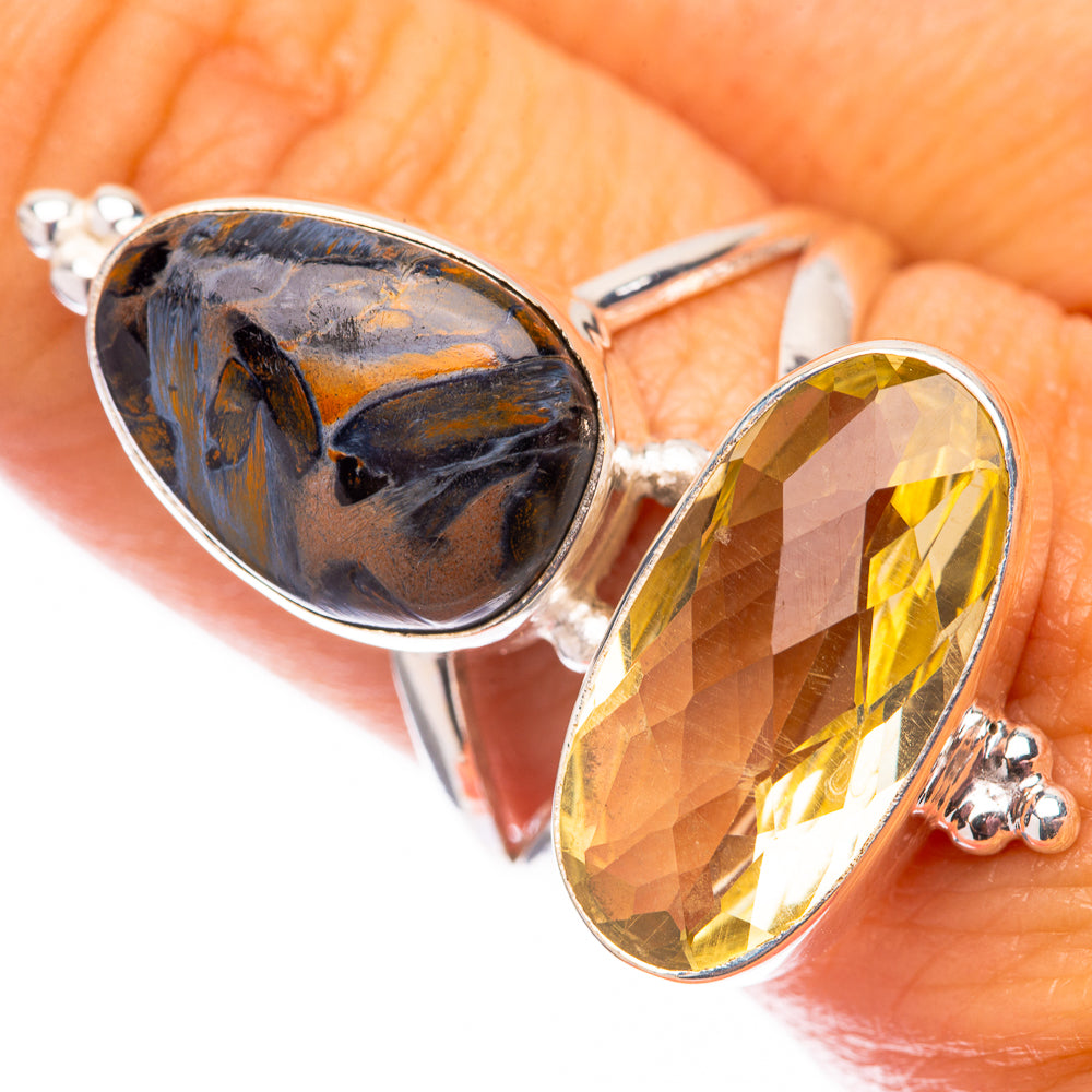 Large Pietersite, Citrine 925 Sterling Silver Ring Size 9 (925 Sterling Silver) RING140438
