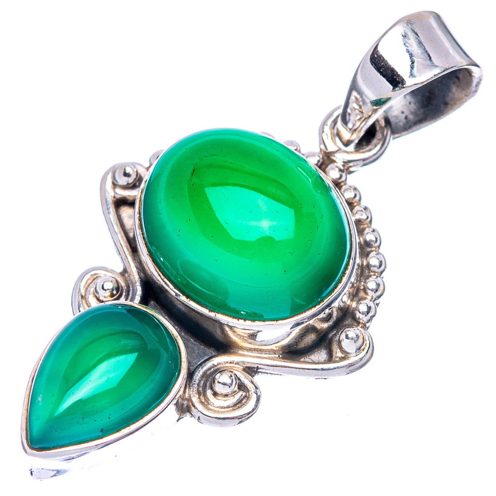 Green Onyx Dainty Pendant 1 1/4" (925 Sterling Silver) P43556