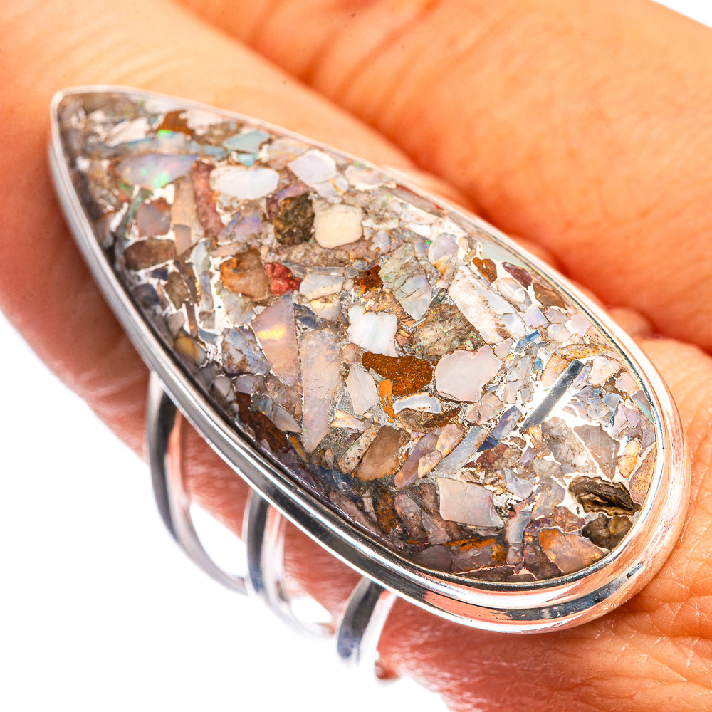 Huge Brecciated Ethiopian Opal 925 Sterling Silver Ring Size 9.25
