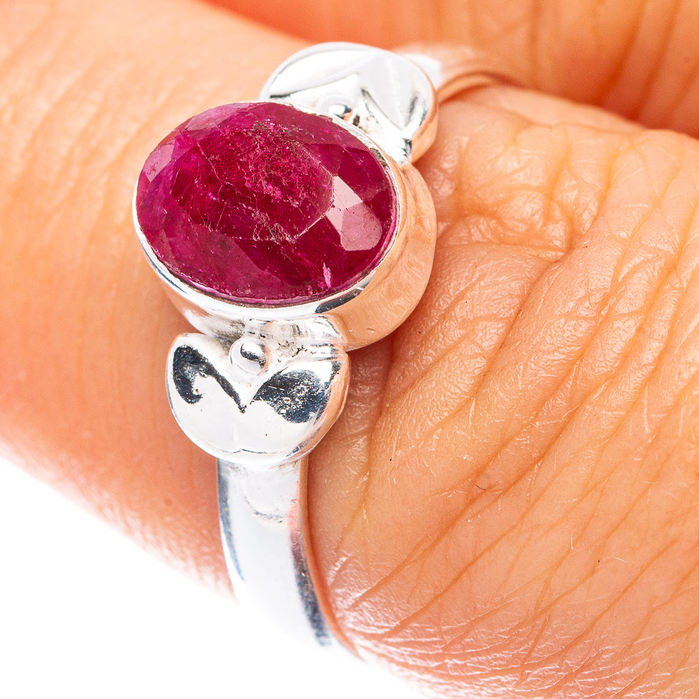 Red Sillimnate Ring Size 7 (925 Sterling Silver) R5595