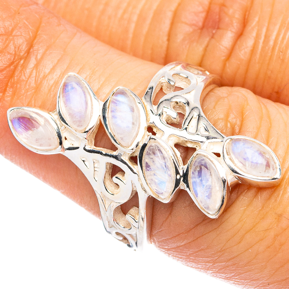 Rainbow Moonstone Ring Size 6.75 (925 Sterling Silver) R4842