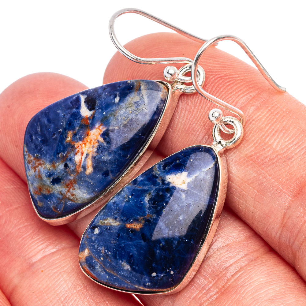 Sodalite Earrings 1 5/8" (925 Sterling Silver) E1868