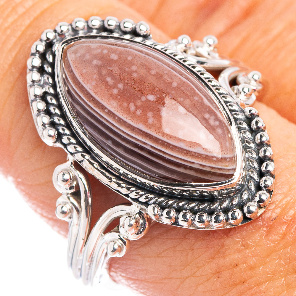 Premium Botswana Agate Ring Size 8.75 (.925 Sterling Silver)