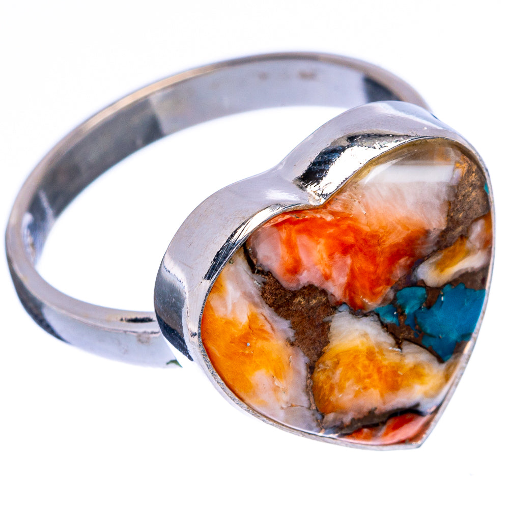 Spiny Oyster Turquoise Heart Ring Size 8.25 (925 Sterling Silver) R146604