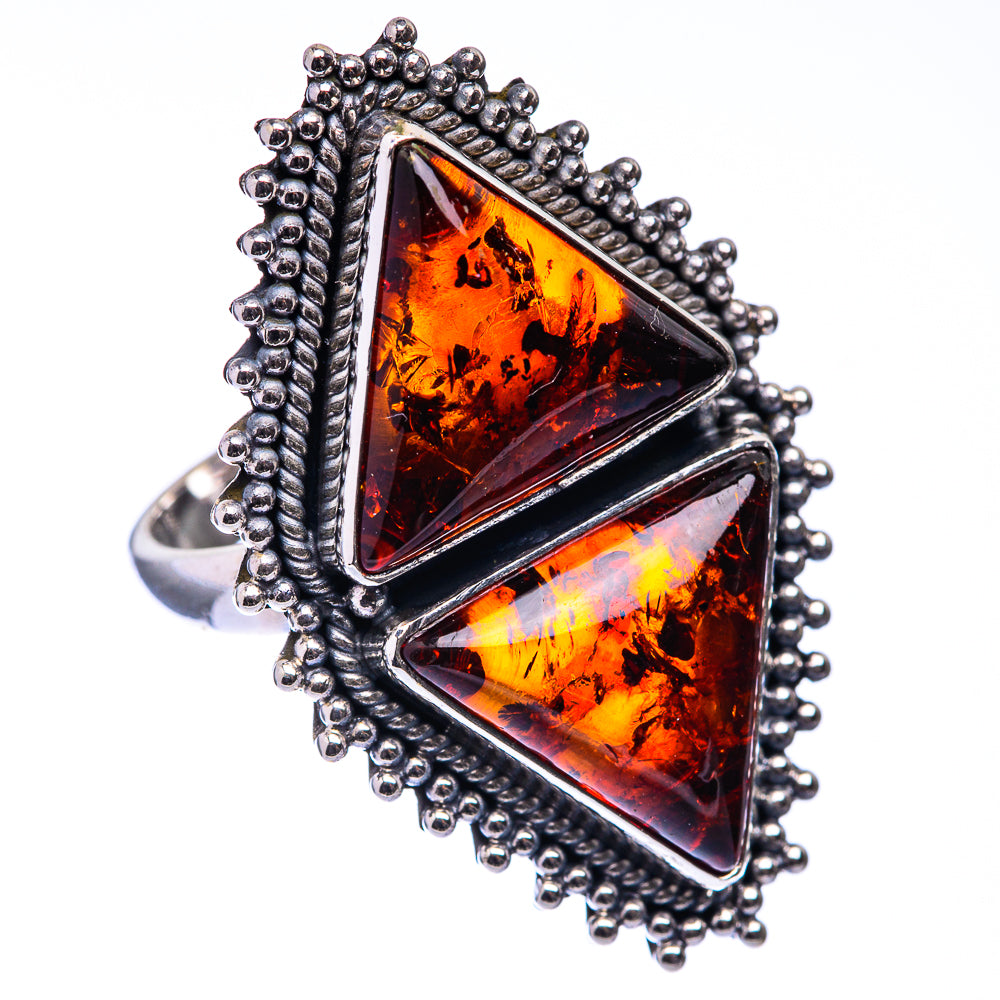 Large Baltic Amber Ring Size 7.25 (925 Sterling Silver) R141162