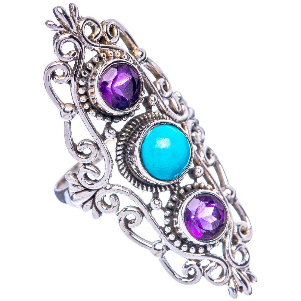 Large Sleeping Beauty Turquoise, Amethyst Ring Size 8.75 (925 Sterling Silver) R144804