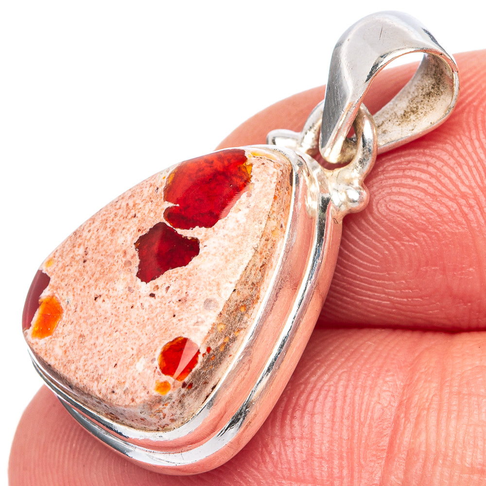 Rare Mexican Fire Opal Pendant 1 1/8" (925 Sterling Silver) P39960