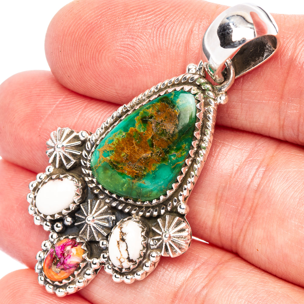 Sonoran Gold Turquoise Native Style Pendant 2 1/8" (.925 Sterling Silver) Exclusive