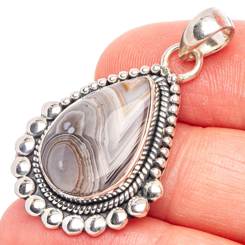 Laguna Lace Agate 925 Sterling Silver Premium Pendants 1 1/2" (925 Sterling Silver) P43765