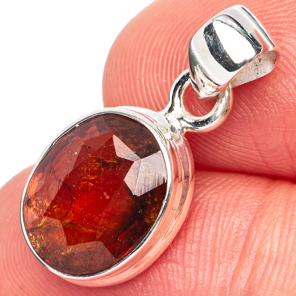 Rare Hessonite Garnet Pendant 7/8" (.925 Sterling Silver)