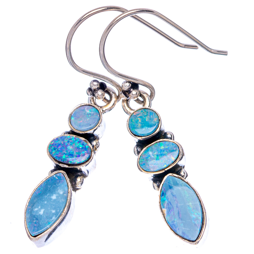 Rare Doublet Opal Earrings 1 5/8" (.925 Sterling Silver)
