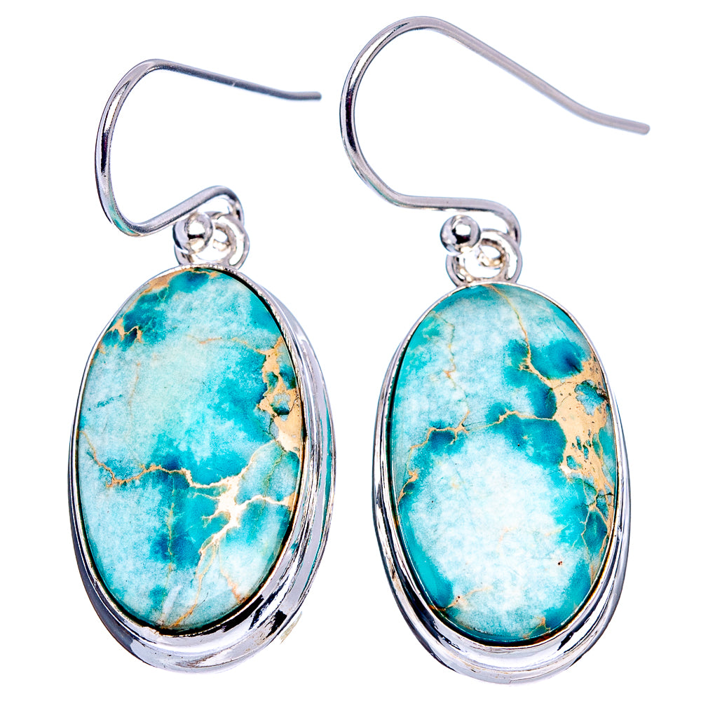 Blue Imperial Jasper Earrings 1 3/8" (.925 Sterling Silver)