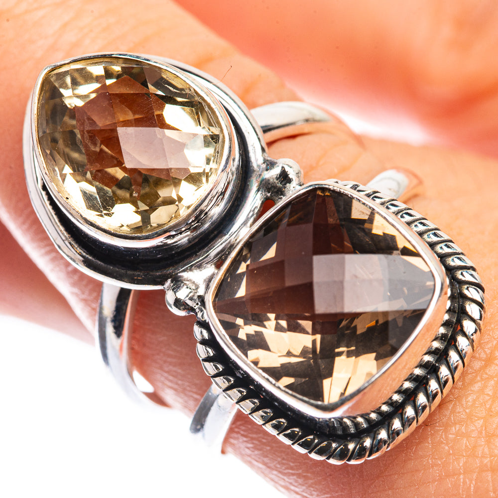 Large Smoky Quartz, Citrine Ring Size 8.75 (925 Sterling Silver) RING143364