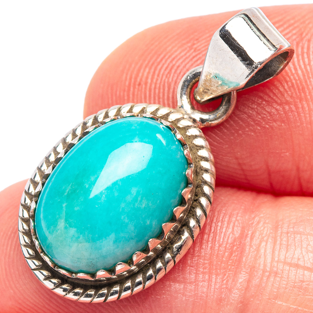 Amazonite Native Style Pendant 1 1/8" (.925 Sterling Silver)