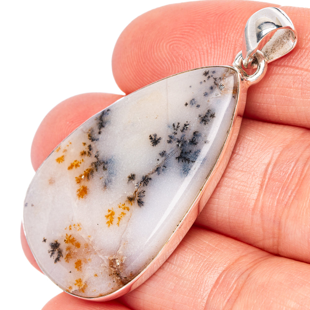 Russian Dendritic Agate Pendant 1 7/8" (925 Sterling Silver) P42873