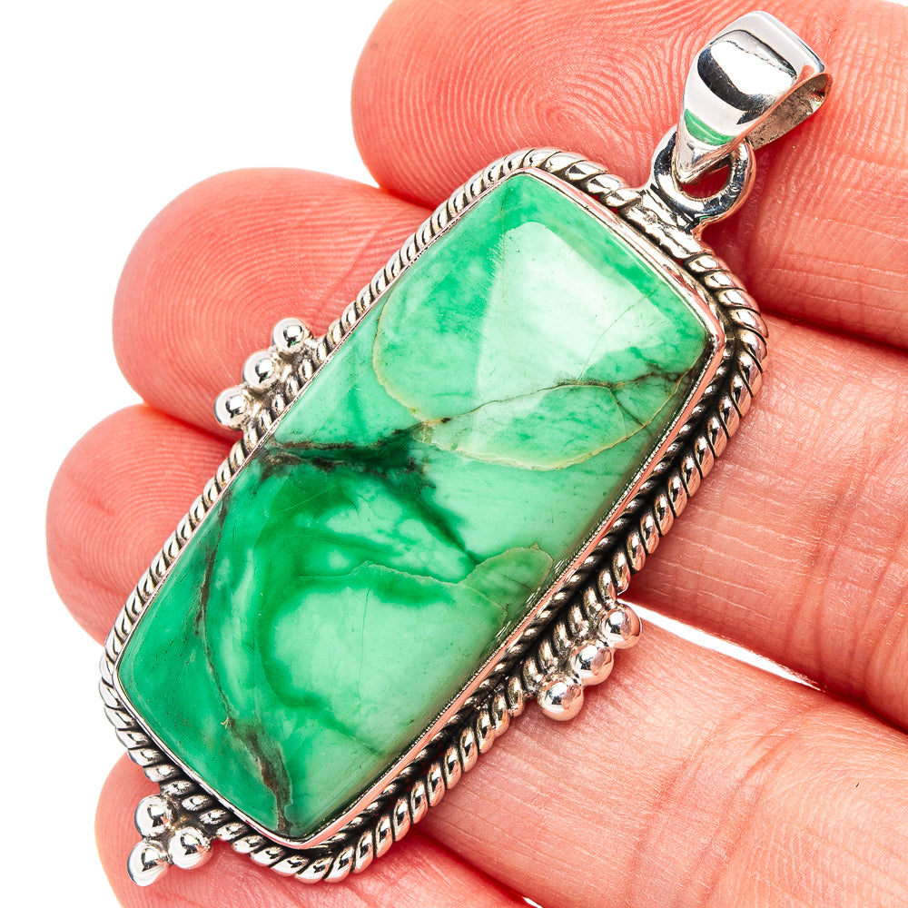 Premium Variscite Pendant 2 1/8" (.925 Sterling Silver)