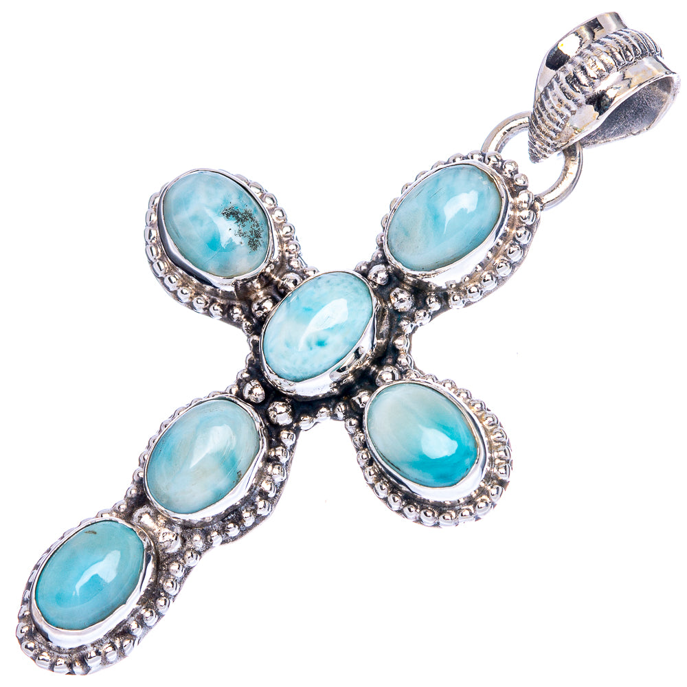 Larimar Cross Pendant 1 7/8" (925 Sterling Silver) P41799