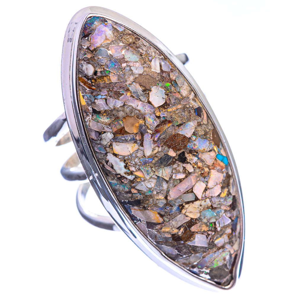 Huge Brecciated Ethiopian Opal 925 Sterling Silver Ring Size 8.25