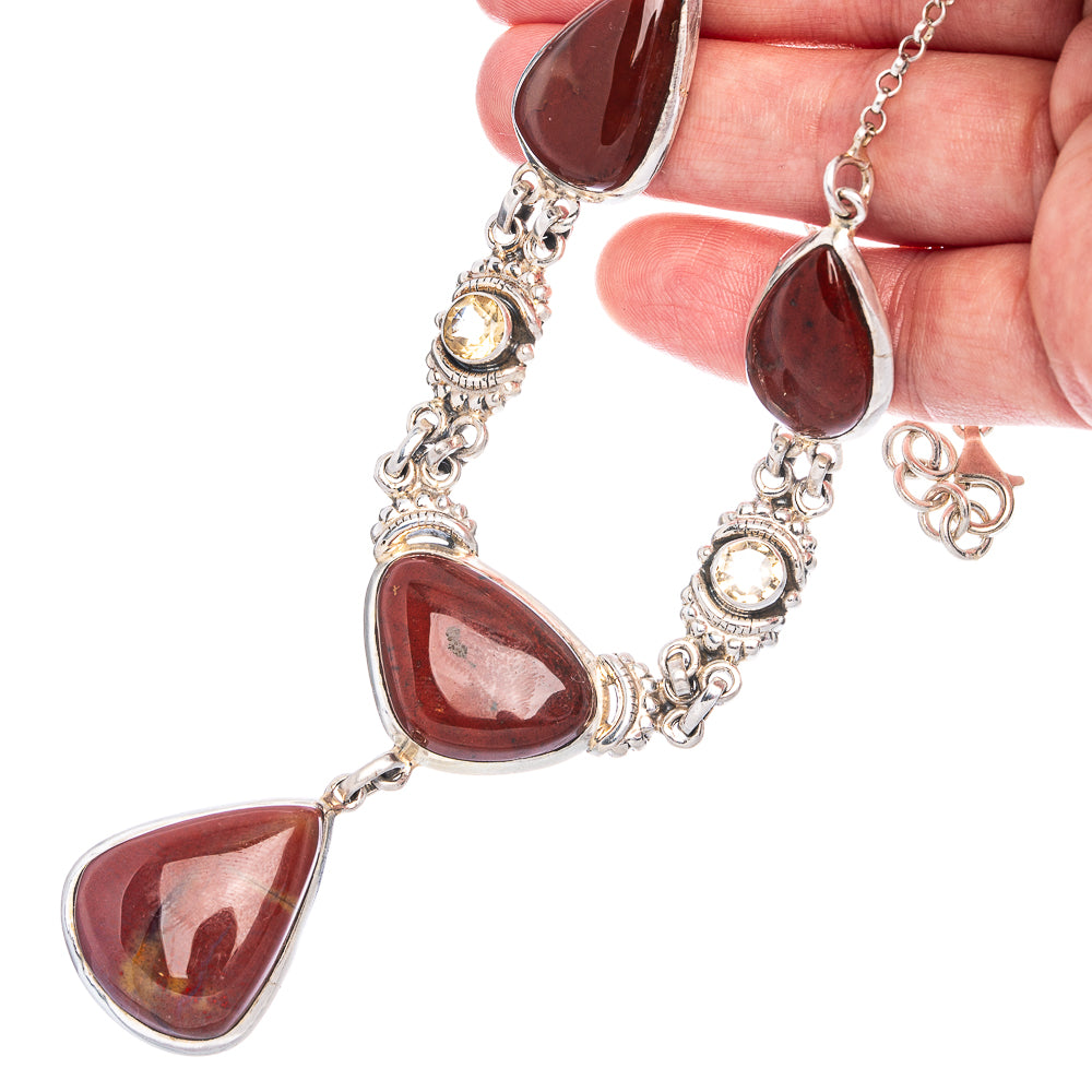 Bloodstone, Citrine Necklace 18 1/4" (925 Sterling Silver) N90090