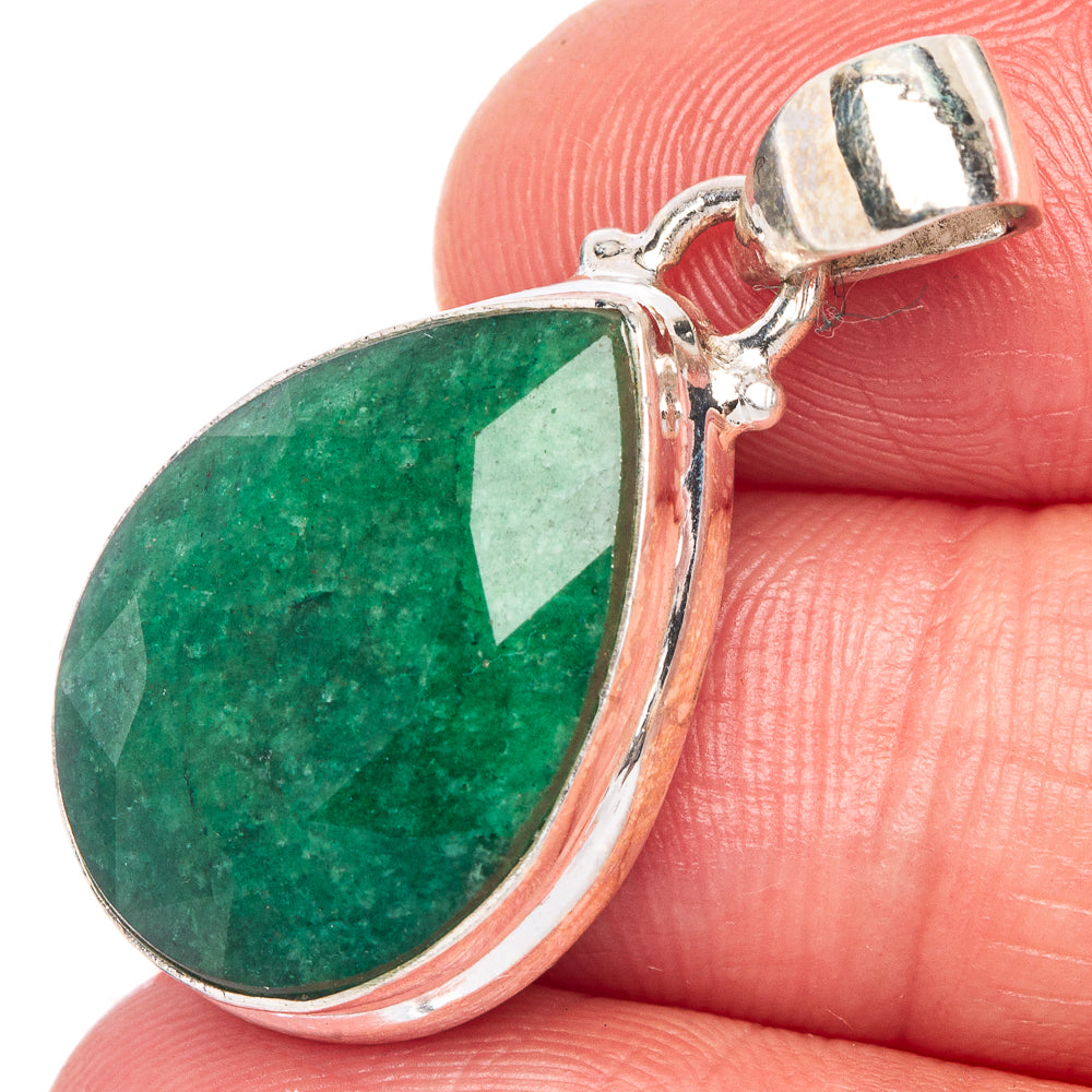 Green Aventurine Pendant 1 1/4" (925 Sterling Silver) P40478