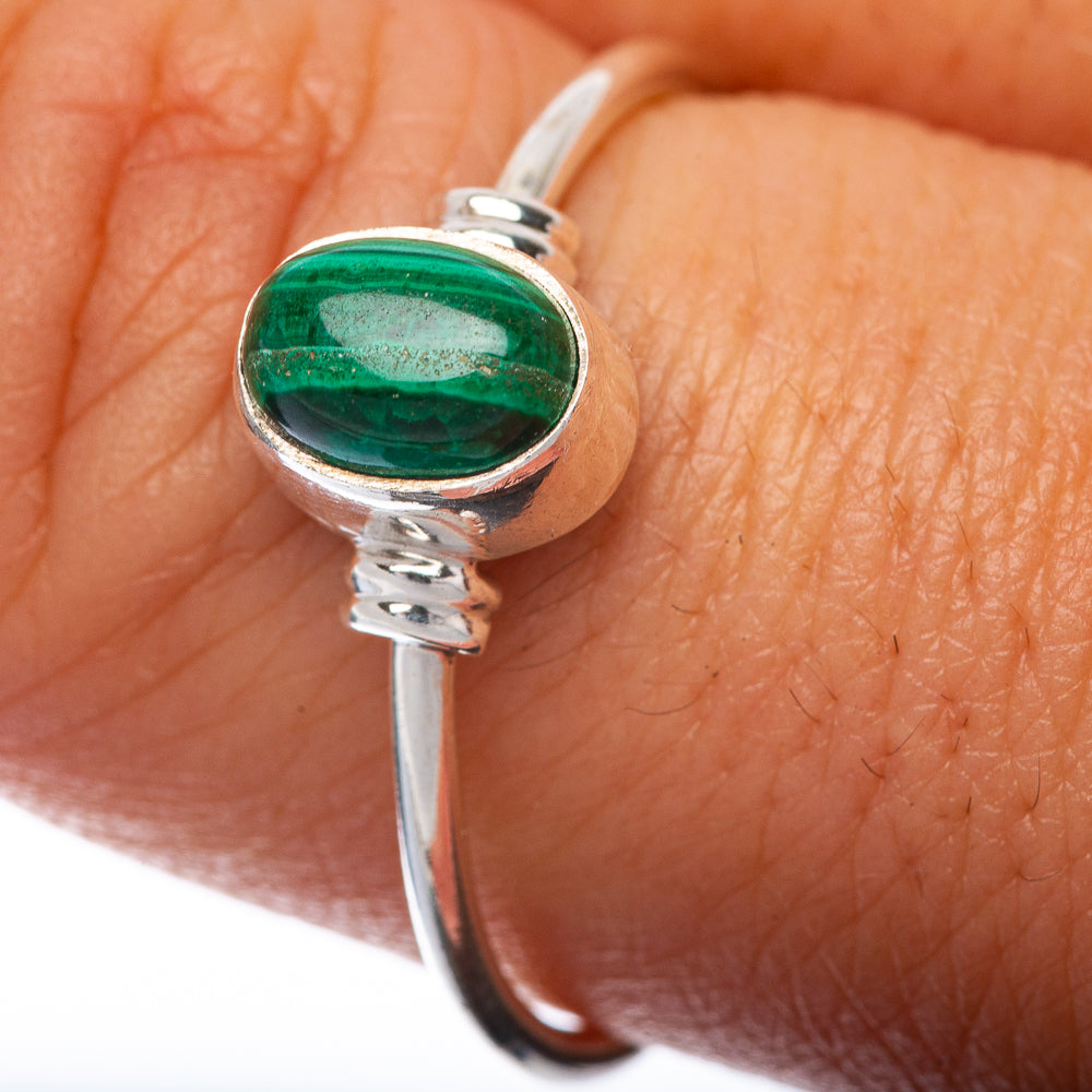 Malachite Dainty Ring Size 9 (925 Sterling Silver) R145252