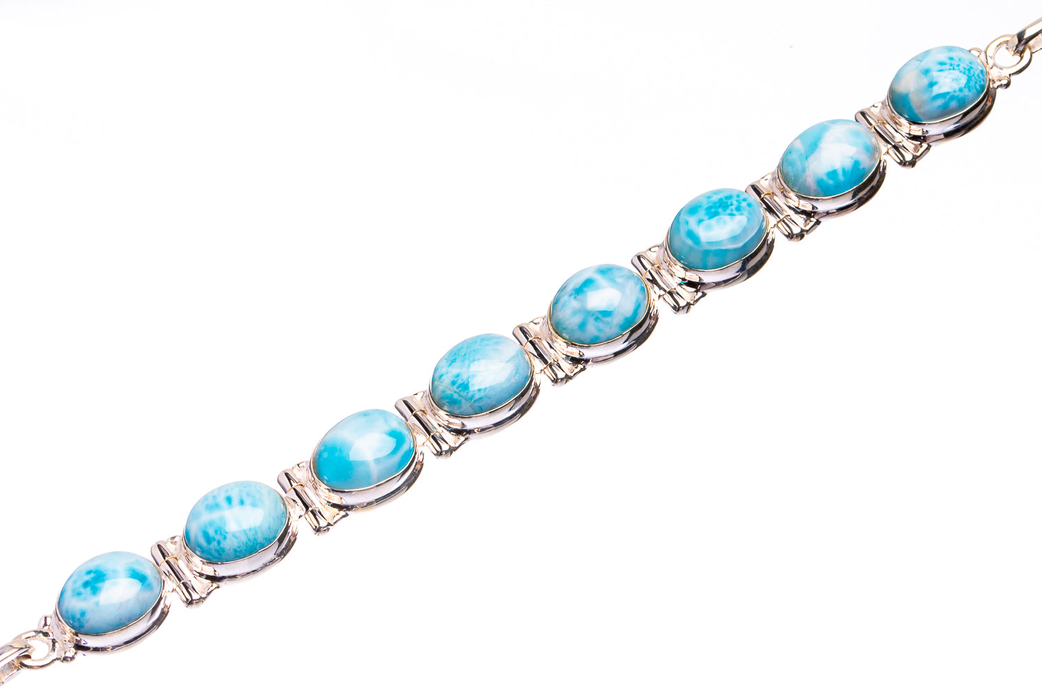 Larimar 925 Sterling Silver Bracelet 5 3/4" to 7 3/4" B90248