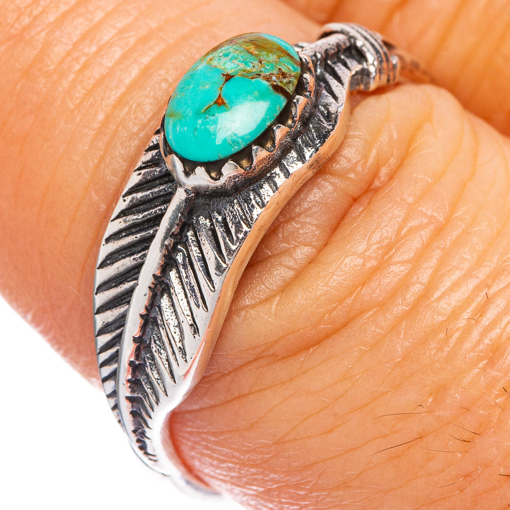 Arizona Turquoise Leaf Ring Size 8.5 (925 Sterling Silver) R1106